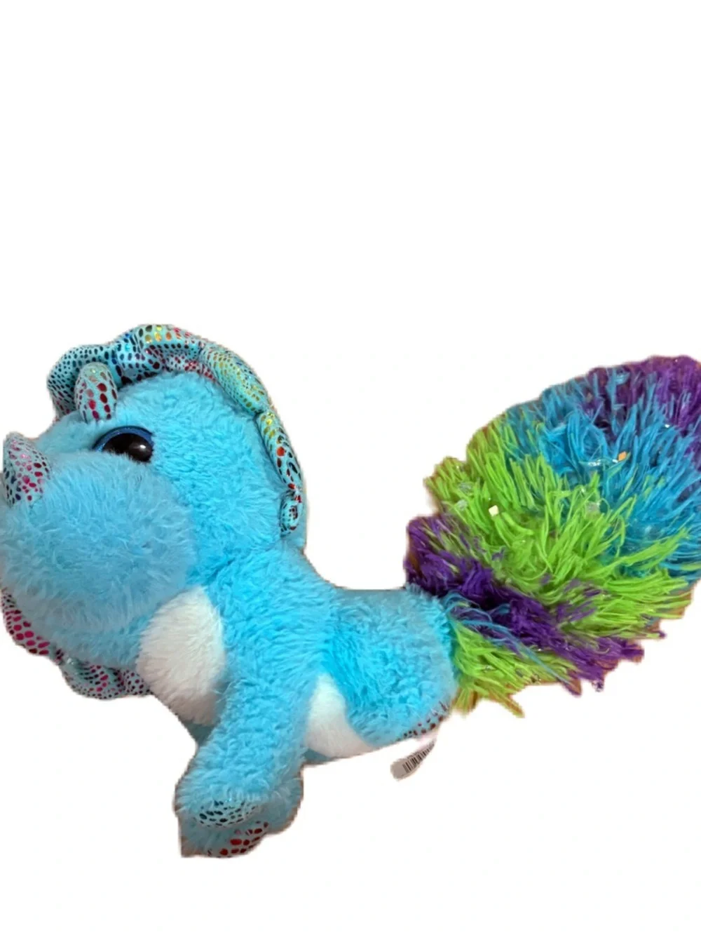 Triceratops Dinosaur Plush Blue Rainbow Tail Stuffed Animal Kids Toy